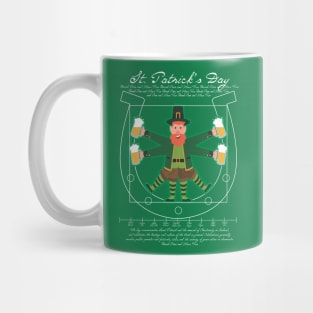 Leprechaun Man drinking beer vitruvian man Mug